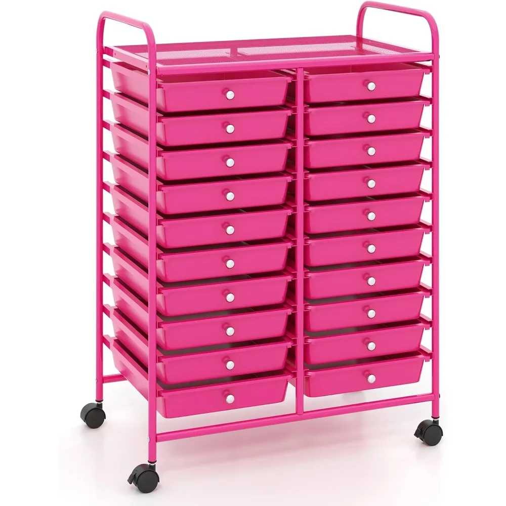 

20-Drawer Rolling Storage Cart, Multifunctional Art Craft Organizer Cart, Mobile Utility Storage Cart with Removable Drawers &