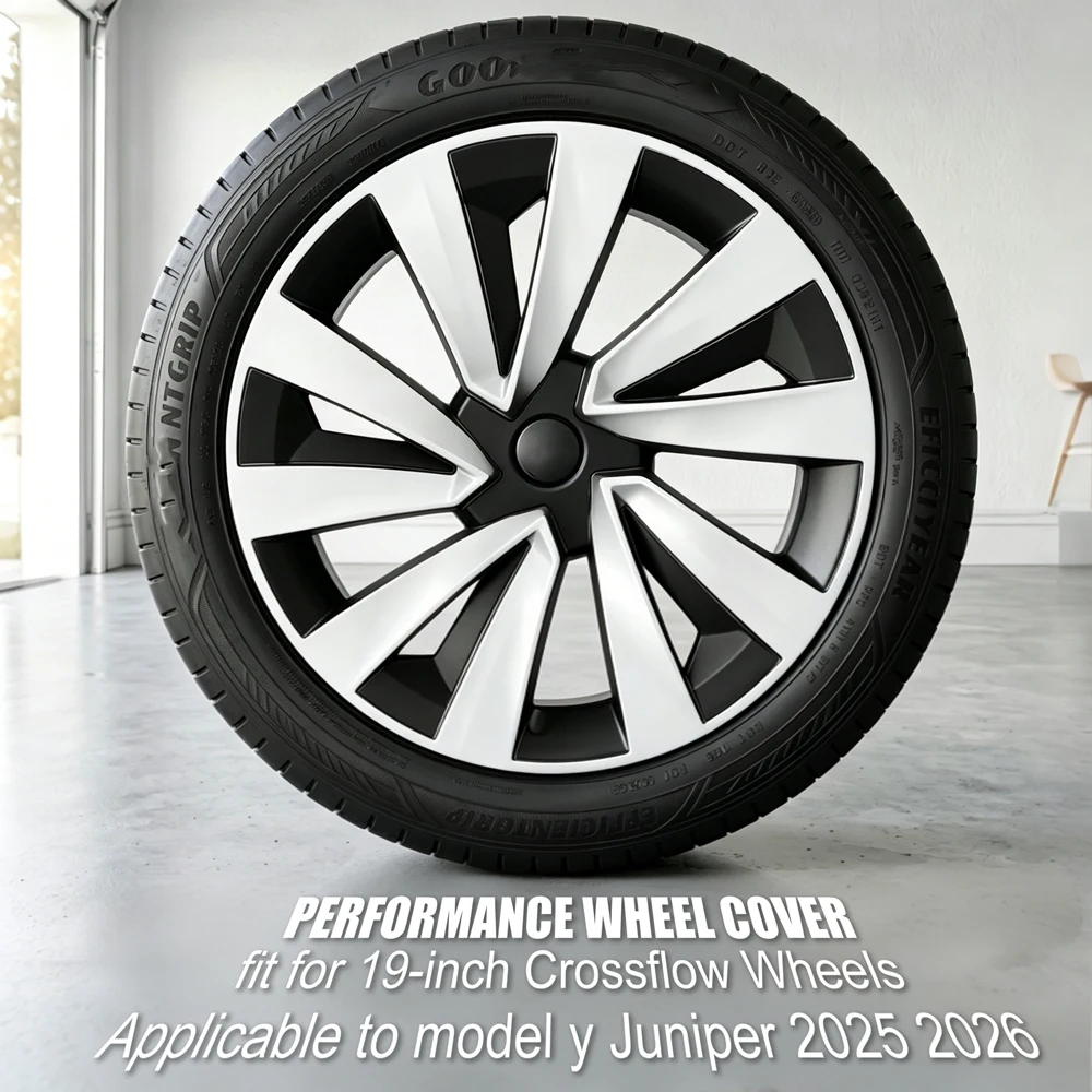 4 pièces de couvre-roues pour Tesla Model Y Juniper, 19 pouces, de remplacement Performance Crossflow, pour jantes pleines, 2025 2026