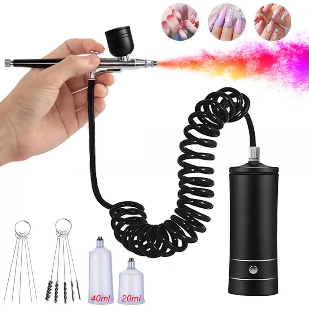 

Portable Handheld Airbrush Nail Art Compressor USB Charging 2Models Air Brush 360KPA Nails Art Tool
