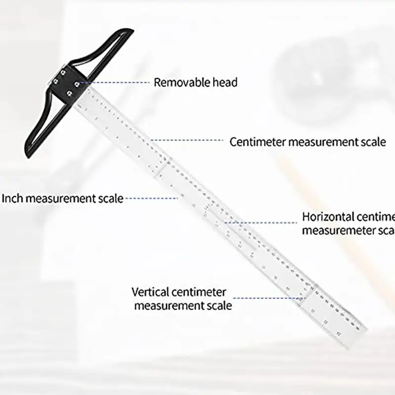 T Square Ruler 45/60/70/80cm Plastic Drafting Ruler Removable T Head Drawing Drafting Tool Design Art Supplies view 4
