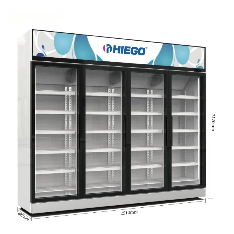 Supplier Factory Commercial 2 Door Corner Beverage Cooler Refrigerated Showcase Display Cabinet Double Door Fridge