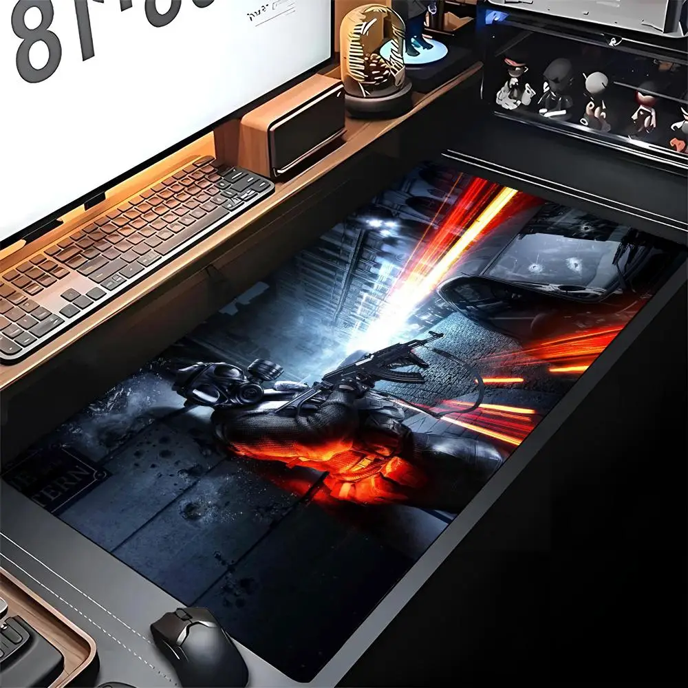 

B-Battlefield 6 Cool Game Mouse Pad Edge Big Pearlescent Gaming Locking Computer Gamer Large Rubber Art Mousepad Laptop Desk Mat