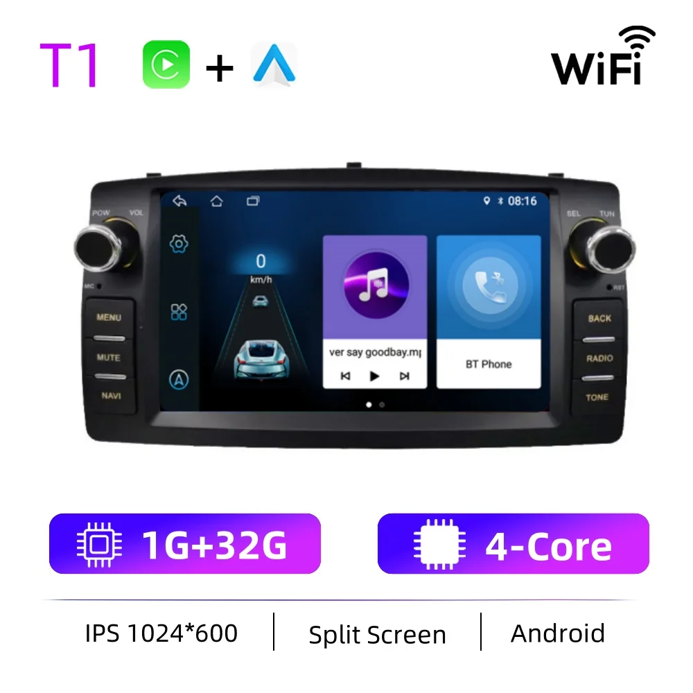 Autoradio Android Voor Toyota Corolla E120 2003-2006 BYD F3 Carplay Multimedia 7 ''Player 2Din Autoaudio Head unit Navigatie GPS