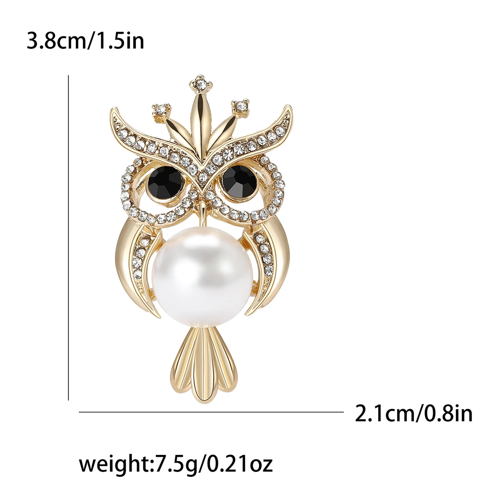 Rhinestone Owl Pins for Women Unisex Pearl Animal Brooches Event Party Backpack Decoration Clothes Accessories