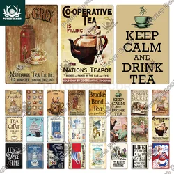 Tea Sign Metal Sign Plaque Metal Vintage Shabby Chic Tin Sign Metal Poster Decorative Iron Plate Kitchen Wall Decor