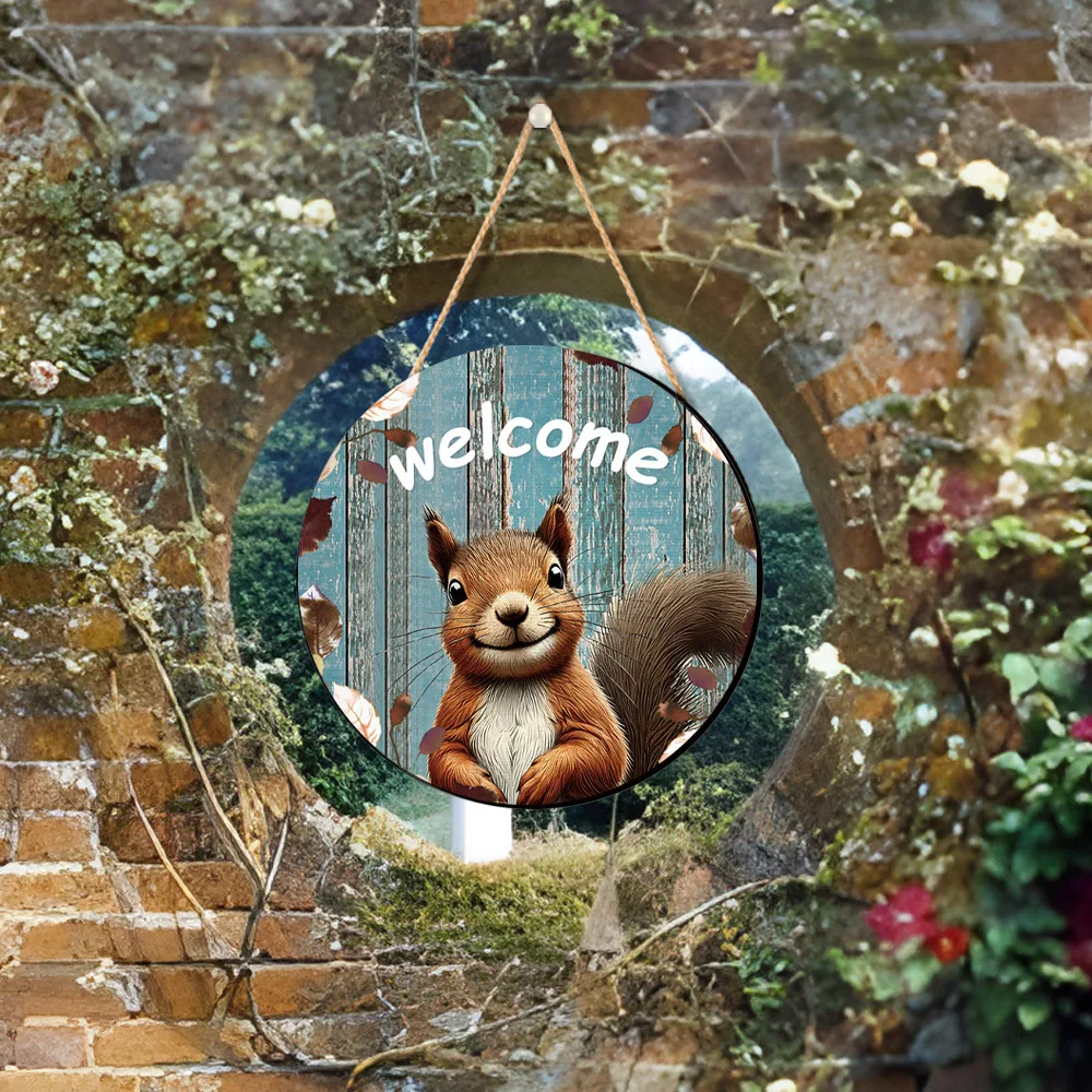 

Outdoor Farm Highland Squirrel Welcome Door Hanging Door Sign Festival Home Door Wall Decorations Hanging 30cm