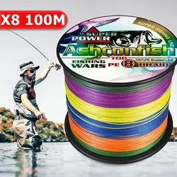 Ashconfish X8 Upgrade Braid Fishing Line Super Strong 8 Strands Multifilament PE Line 100M Braided Line Fish Carp Sea Fishing PE