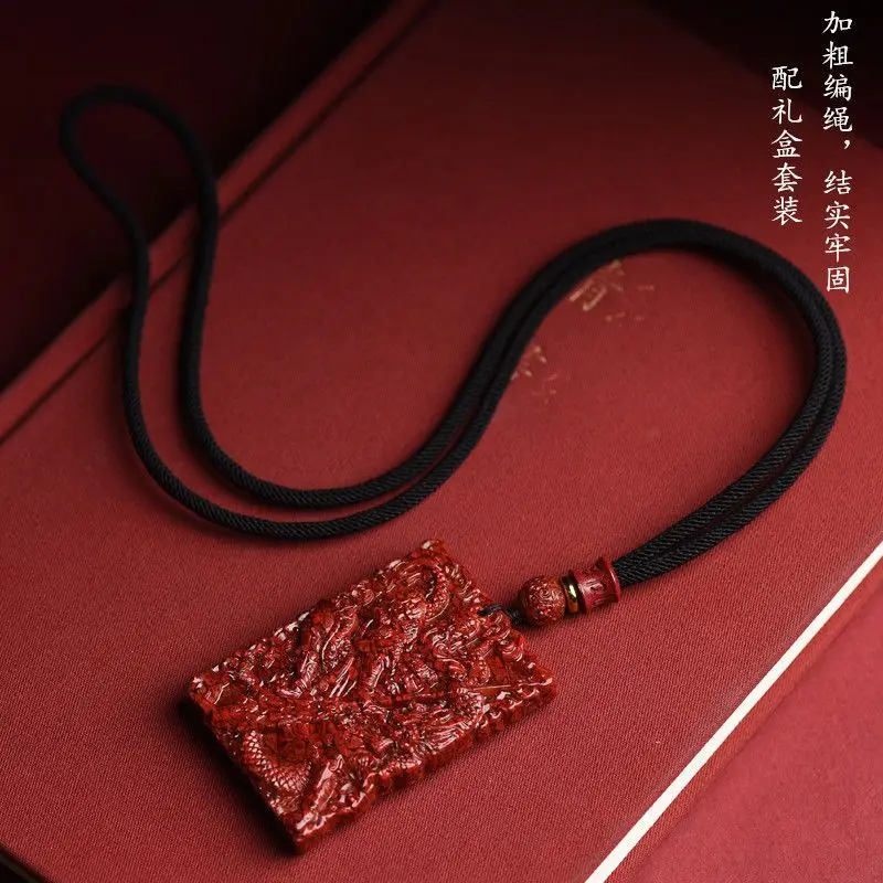 Natural raw ore crystal sand real cinnabar lovers Guan Gong pendant view 3