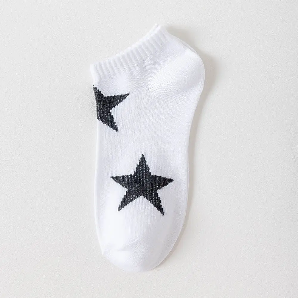 10Pairs Fashion Summer Y2K Star Short Socks Breathable Elastic Boat Socks Cotton Hosiery Ankle Tube Socks Girl
