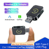 New 2 in 1 Wireless CarPlay Adapter&Android Mini Auto Wireless Adapter, 5Ghz WiFi Type-C/USB Plug Play Carplay Wireless Adapter