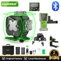 Huepar 4D 16 Lines Laser Level Cross Line LCD Screen Bluetooth & Remote Control Green Beam Lines with Detector Adapter S04CG Set