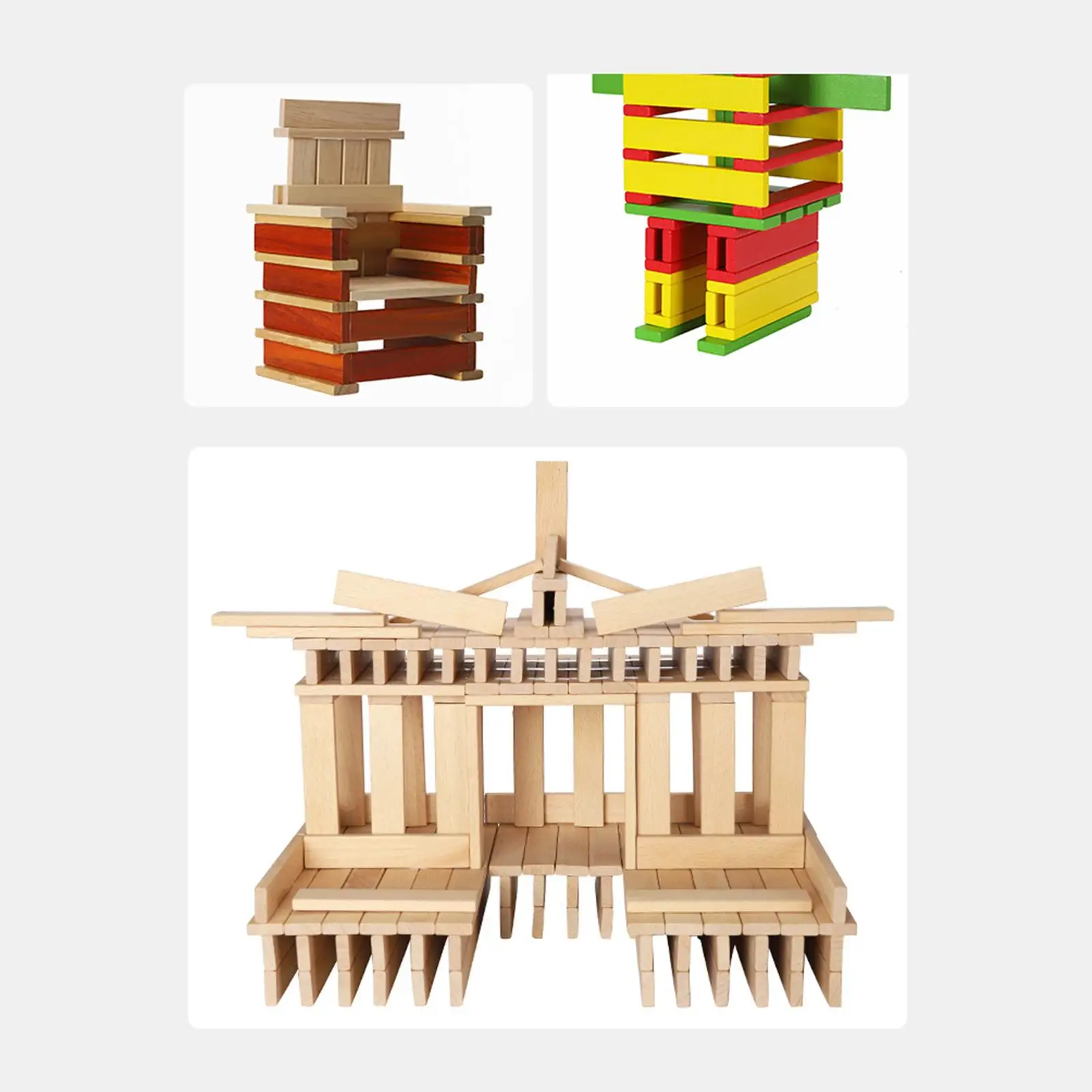 

100Pcs Wooden Stacking Games Puzzles Preschool Learning Montessori Toys Tumbling Block for Festival Holiday Preschool Adults