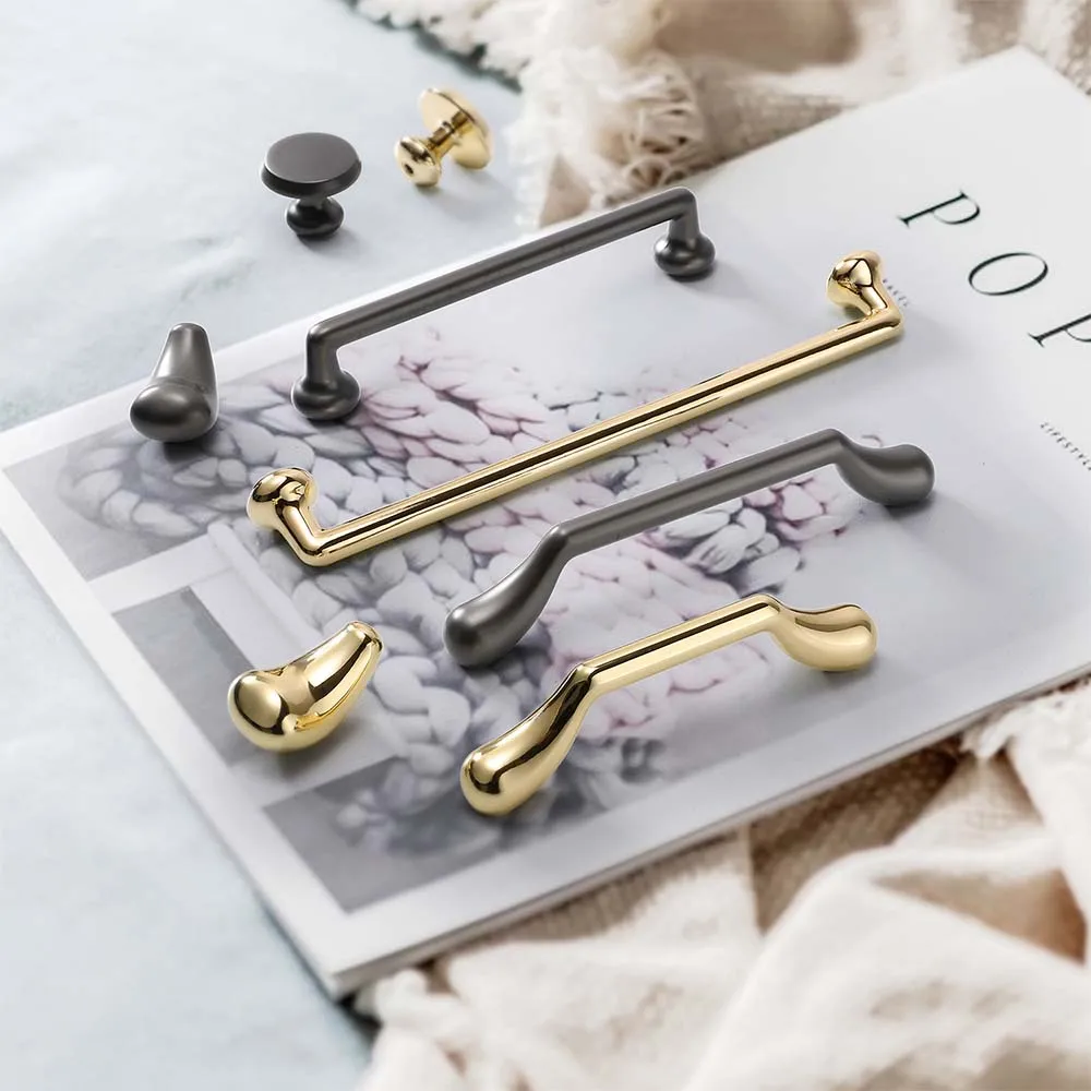 Modern Minimalist Zinc Alloy Custom Black Gold Drawer Cabinet Handle Wardrobe Door Handle Furniture Hardware Accessories Handles