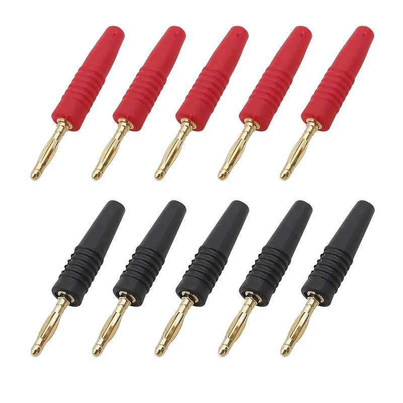 

2mm Banana Plug Solder Type Connector Gold Plated DIY Test Plugs Adapter, 5Pcs Red and 5Pcs Black