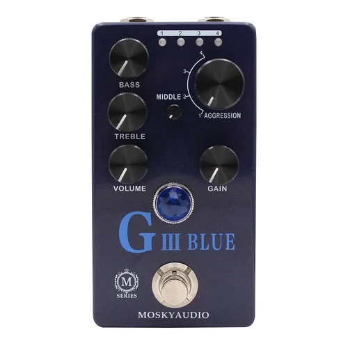 Mosky G III AZUL Overdrive Distorsión Preamp Pedal de efecto True Bypass para guitarra eléctrica, Pedal de efecto de accionamiento