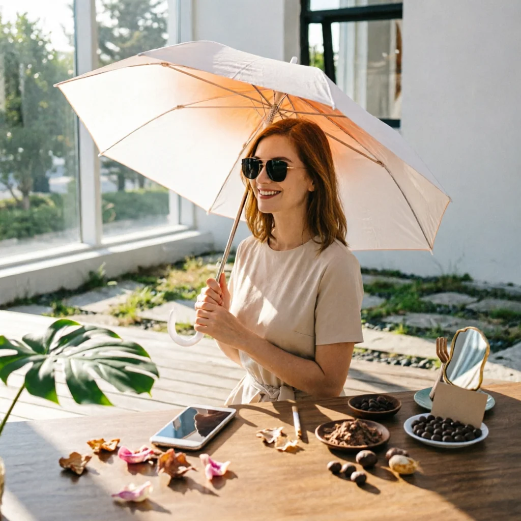 Sun Umbrella with Fan Two-in-oneUse Umbrella with Fan Foldable Sunshade 2-in-1 Windproof for Commuters, Travel, Outdoor Walks