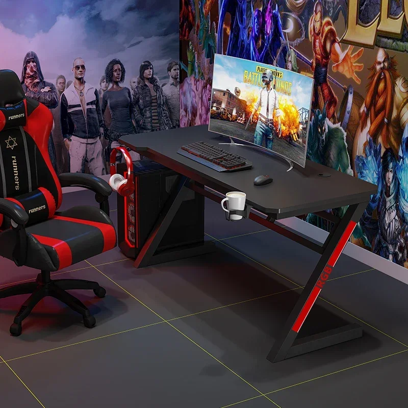 A Factory Wholesale Cheap Price gaming table With Cup Holder Large Desktop pc computer desk black big computer table for gaming view 4
