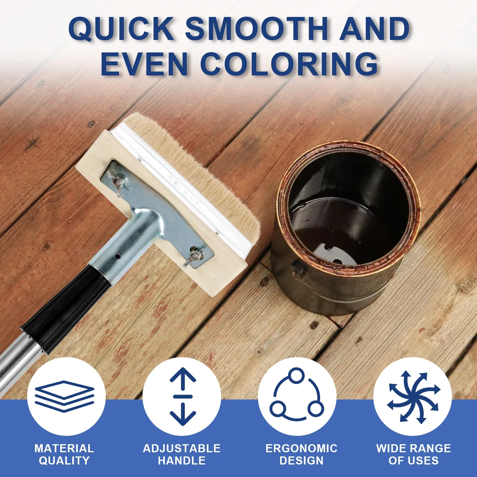 سطح السفينة فرشاة وصمة عار 67 بوصة الفولاذ المقاوم للصدأ تمديد القطب سطح السفينة وصمة عار قضيب سطح السفينة فرشاة الطلاء لطلاء سطح الخشب سياج الباب