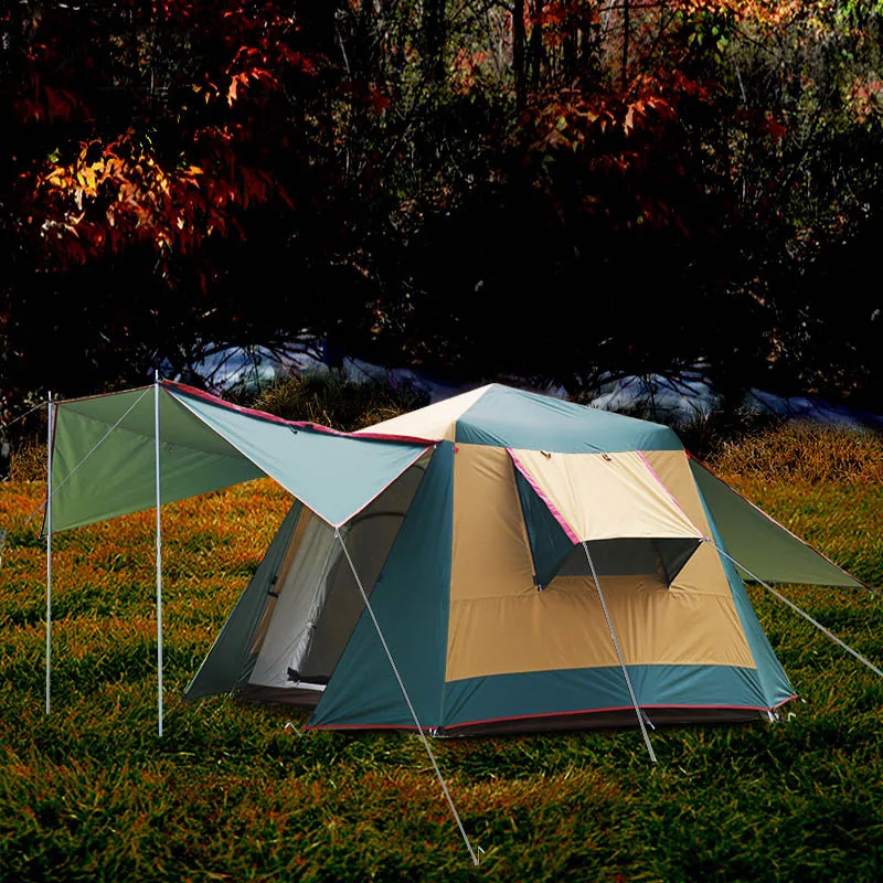 High Quality 4-5 Person Use Double Layer Automatic Quick-Opening Aluminum Pole Waterproof Windproof Sunscreen Camping Tent