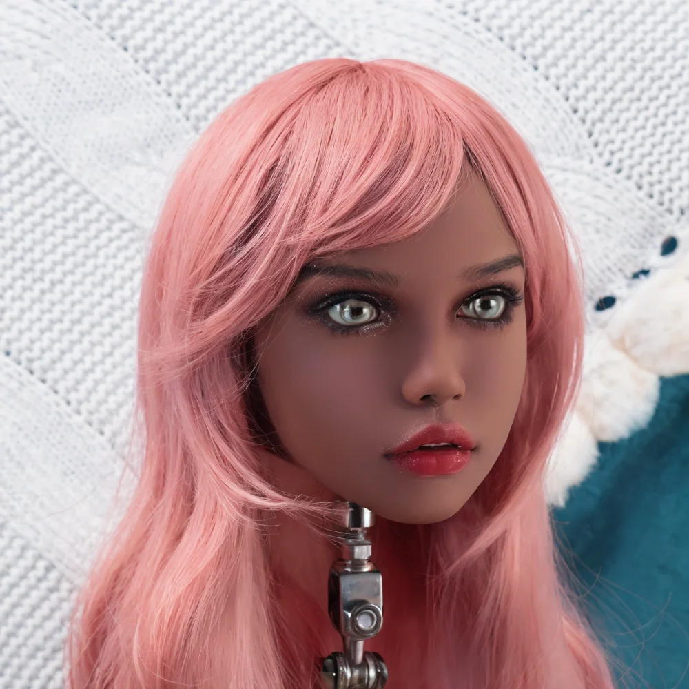 TPE 헤드 M16 나사형 인터페이스, 오픈형 가발 눈동자 입술 메이크업 연습, 헤어스타일 디자인(랜덤 가발)