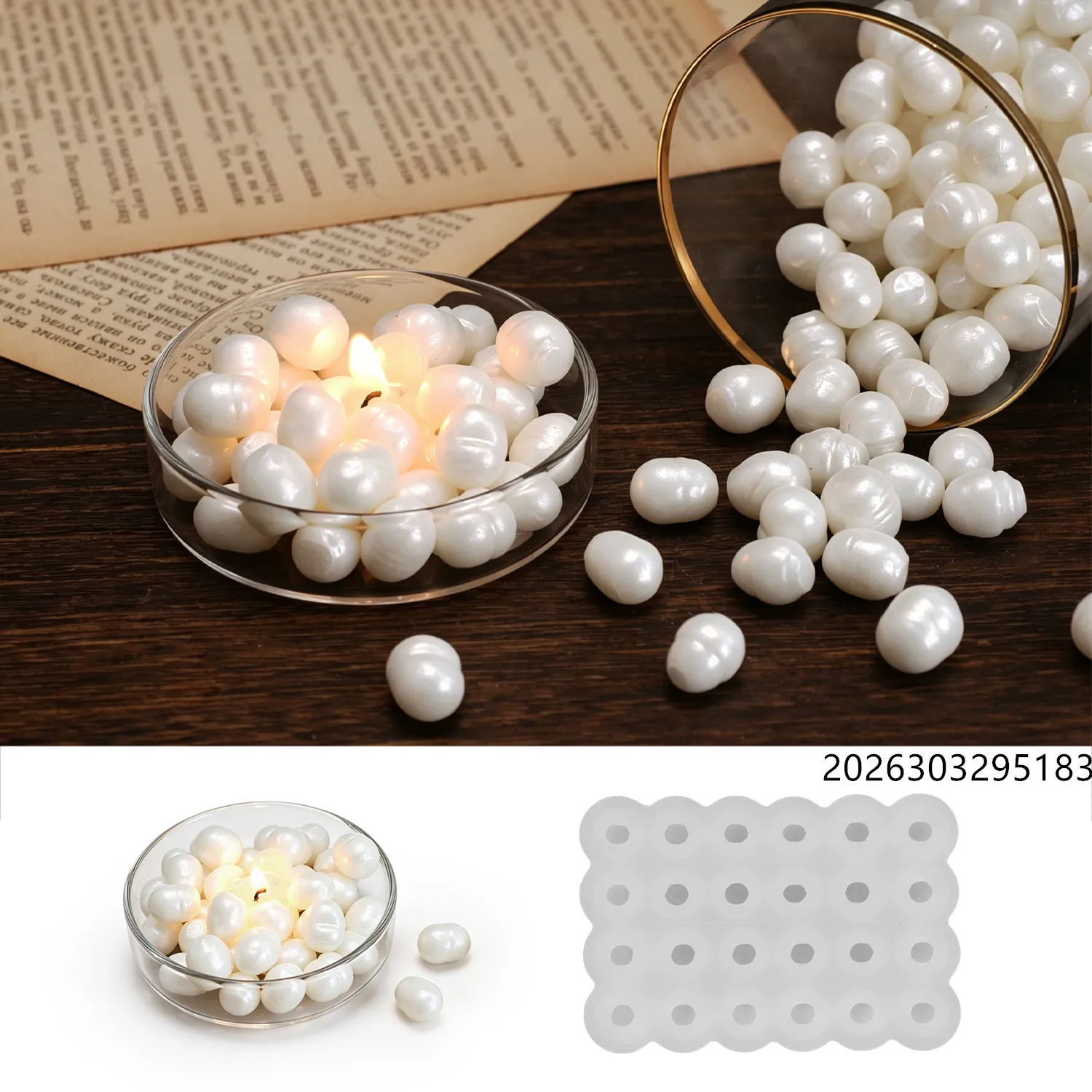 Healing Ocean Pearl Mirror Wax Melt Mold, Scented Wax Tart Aroma Candle Soap Molds, Plaster Cement Resin Casting, Summer Gift view 4