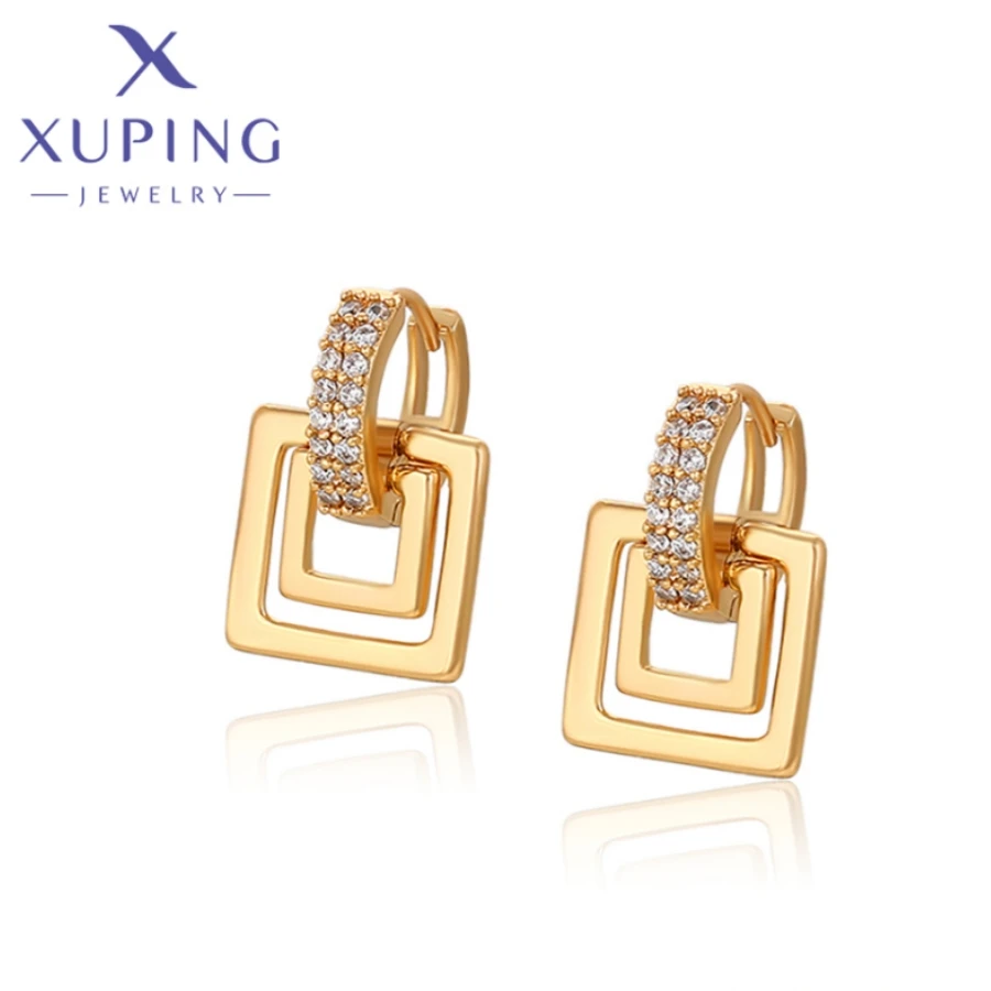 Xuping Jewelry Exquisite Fashion Square Simple Shape Gold Color Earrings for Women Schoolgirl Christmas Wish Gifts X000740800