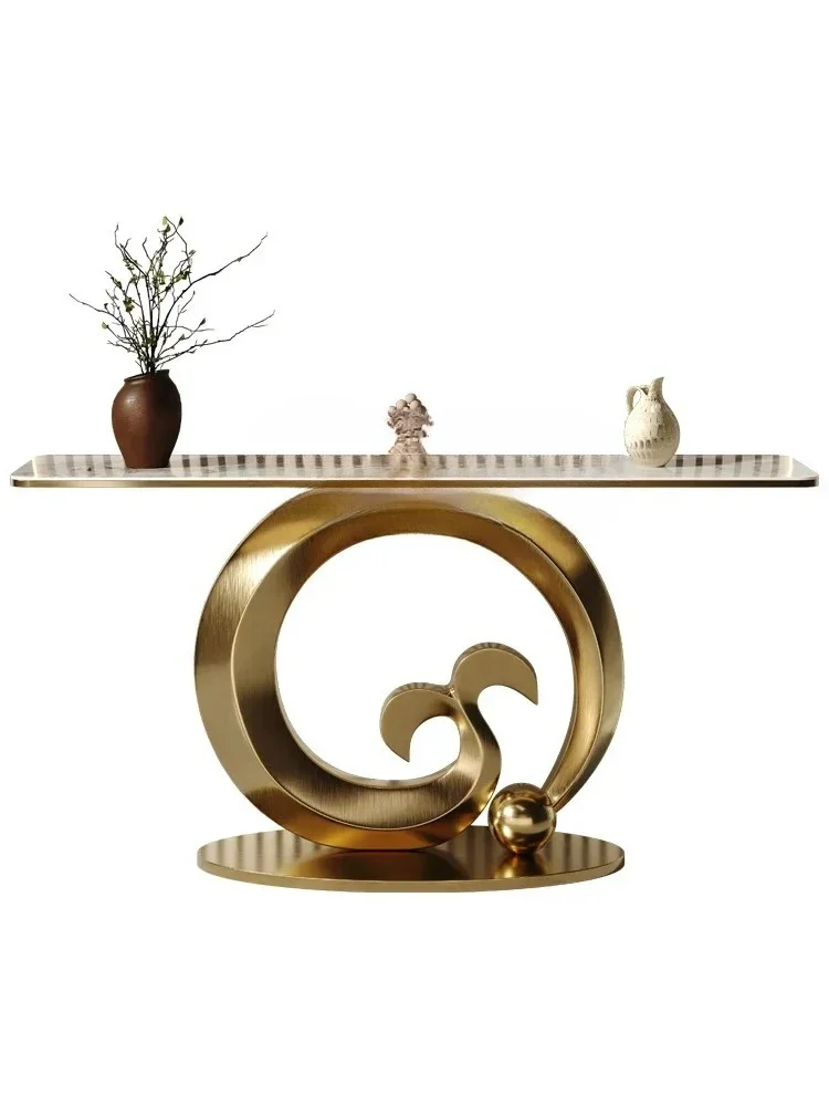 Light luxury art entrance table against the wall living room rock slab ultra-narrow partition end view table decorative cabinet