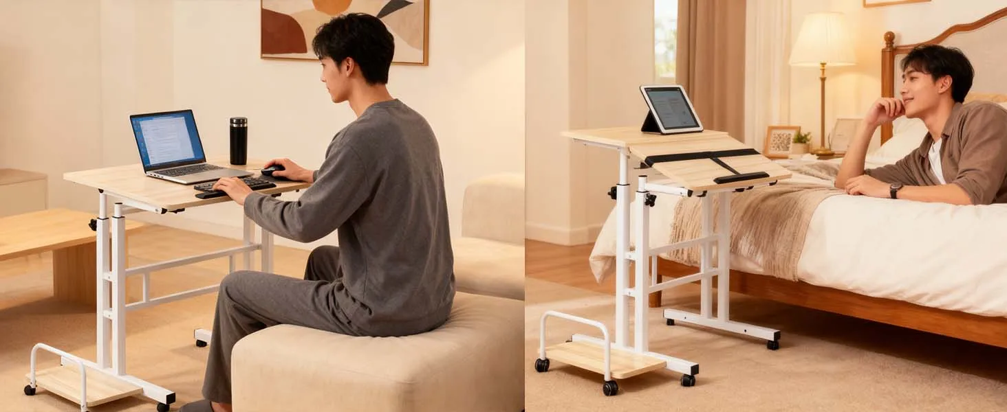 Stehschreibtisch höhenverstellbar mit 6 Rollen, für Laptop, Neigungsplatte, für Zuhause, Schreibtisch, 60*60*67 cm – Detail 1