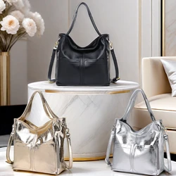 ANGNEGRUI Brand Cow Leather Tote Bags Genuine Leather Women Shoulder Bag Fashionable large capacity Multiple pockets Purse