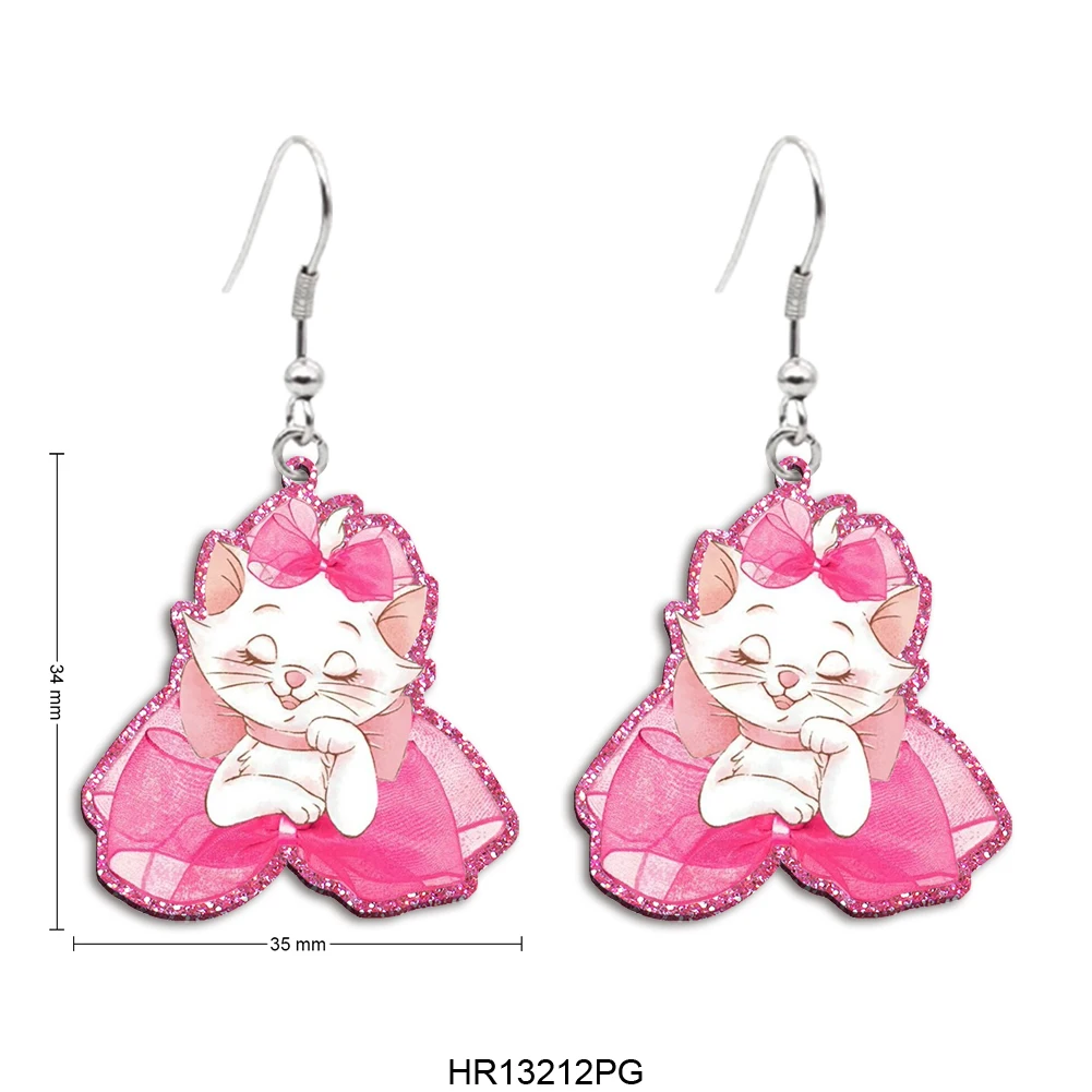 

Disney Cute Pink Marie Cat Earrings Glitter Acrylic Dangle Drop Earrings White Background Cute Cartoon Lightweight Ear Studs