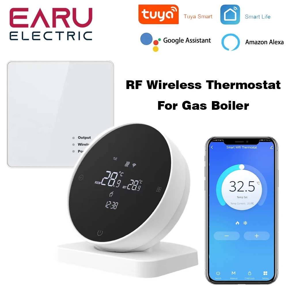 Tuya WiFi Smart Beok Wireless Wifi Thermostat for Gas Boiler Heating Tuya Battrery RF Temperature Controller Alice Google Home