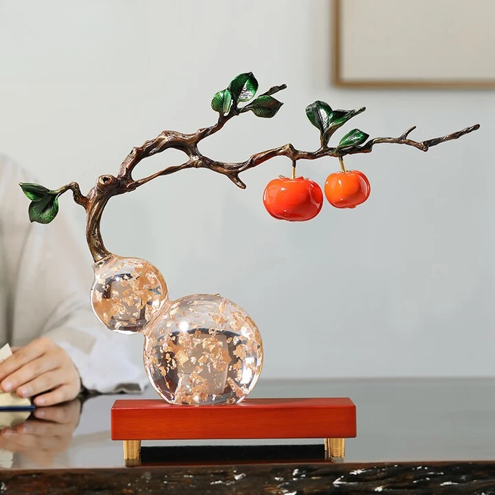 Persimmon Ruyi copper persimmon gourd ornament living room entrance study office ornament opening gift housewarming gift