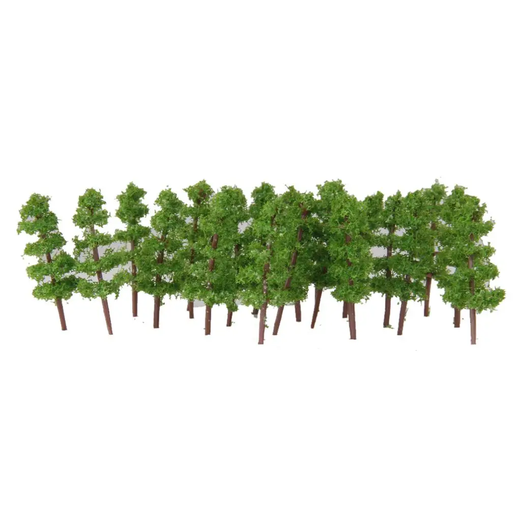 100pcs Miniature Fir Trees Plastic Green Model Landscape Scenery for Train Track Architecture