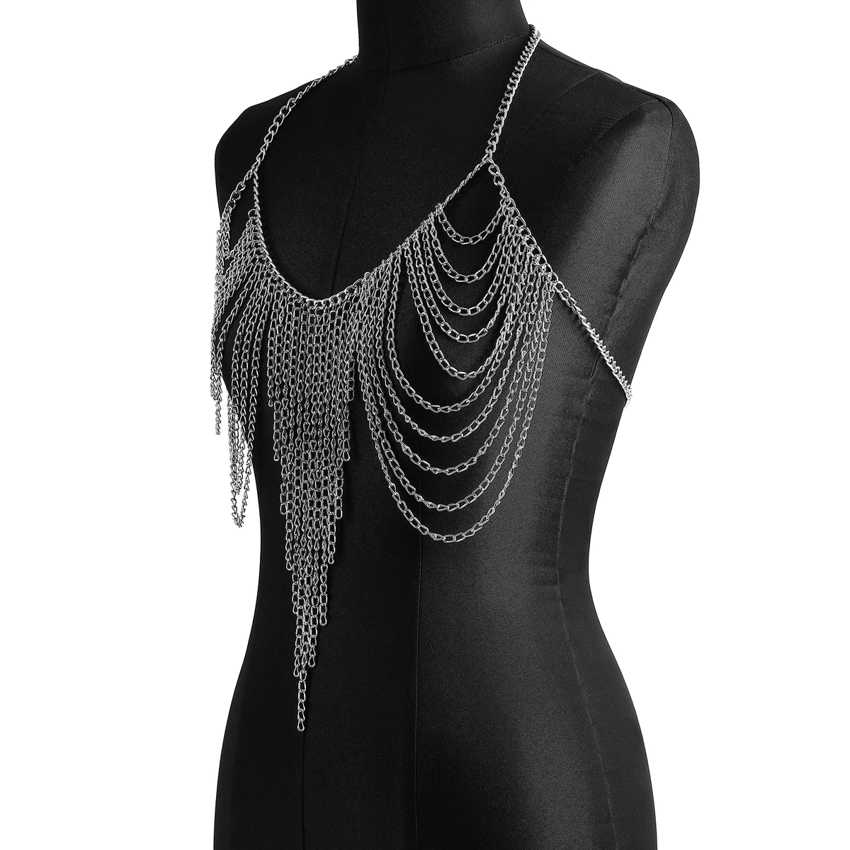 Multi Layers Chest Bra Chain Body Jewelry Necklace For Women Metal Body Chain Harness Party Music Festival Accessories