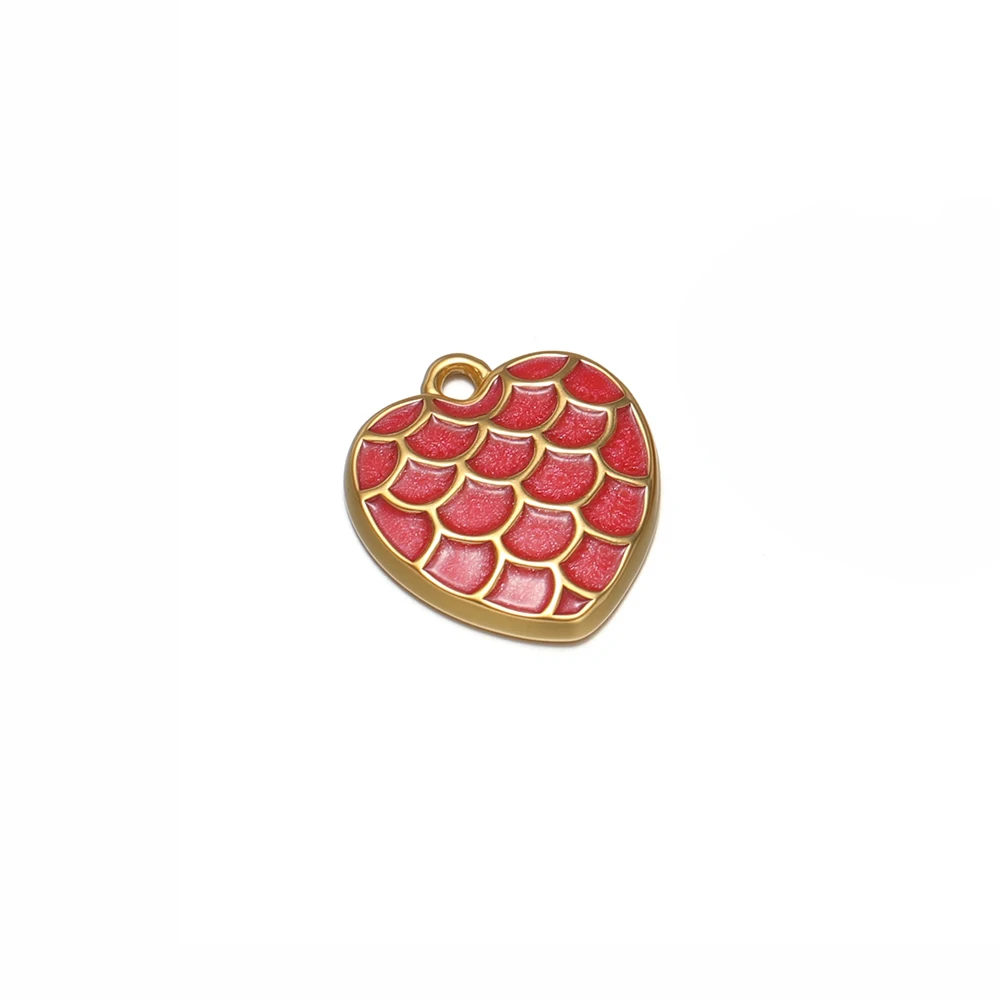 5Pcs Stainless Steel Fish Scales Heart Pendant Enamel Charms for DIY Jewelry Necklaces Making Earrings Bracelets Findings Bulk