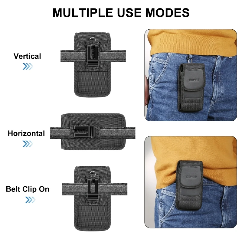 HAWEEL Phone Waist Bag Nylon Cloth Belt Clip Vertical Carrying Pouch with Card Slot Universal Men Business Style Phone Cover