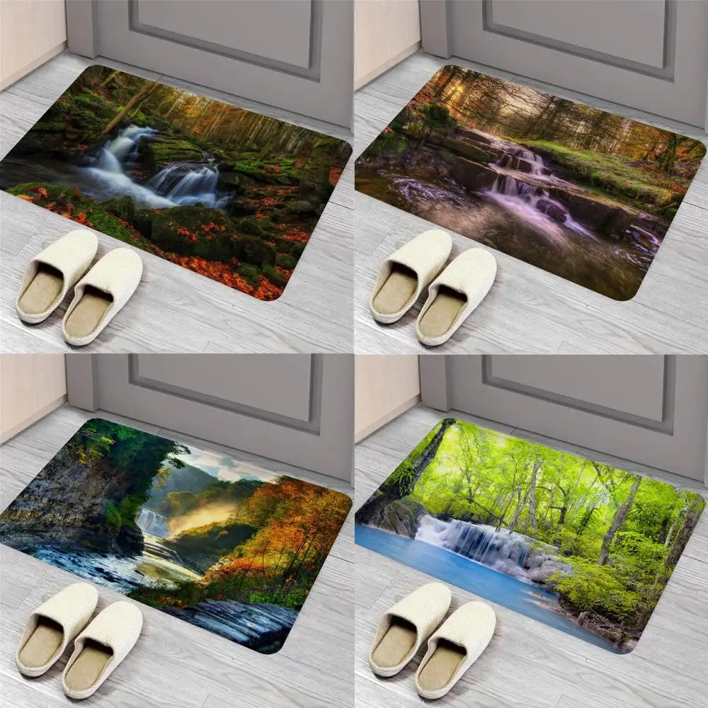 

Forest Waterfall Floor Mat Entrance Door Mat Nordic Style Home Doormat Bathroom-Toilet Mats Bedroom Hotel Decor Mat