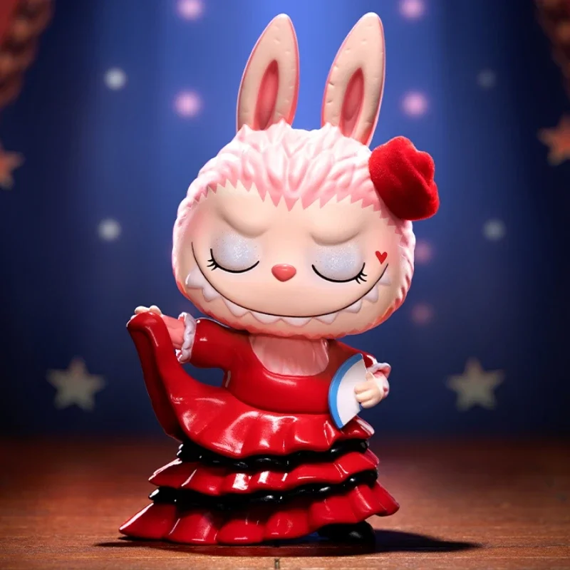 

Genuine Labubu Flamenco Make Your Debut Series Model Kawaii Girl In Red Dress Labubu Figurine Desktop Birthday Toys