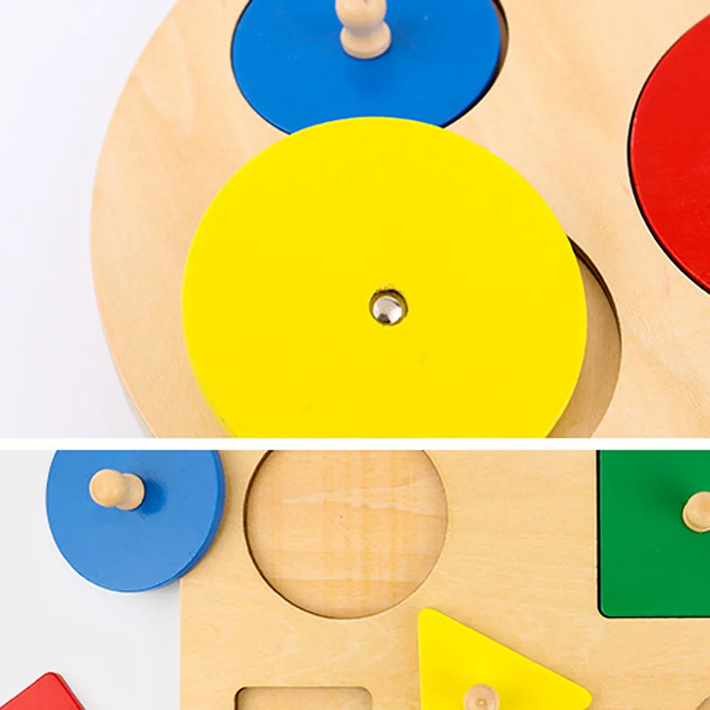 1Set Geometry Circular Panel Grab Board Early Learning Shape Puzzle Cognitive Math Insets Educational Fine Motor Skills