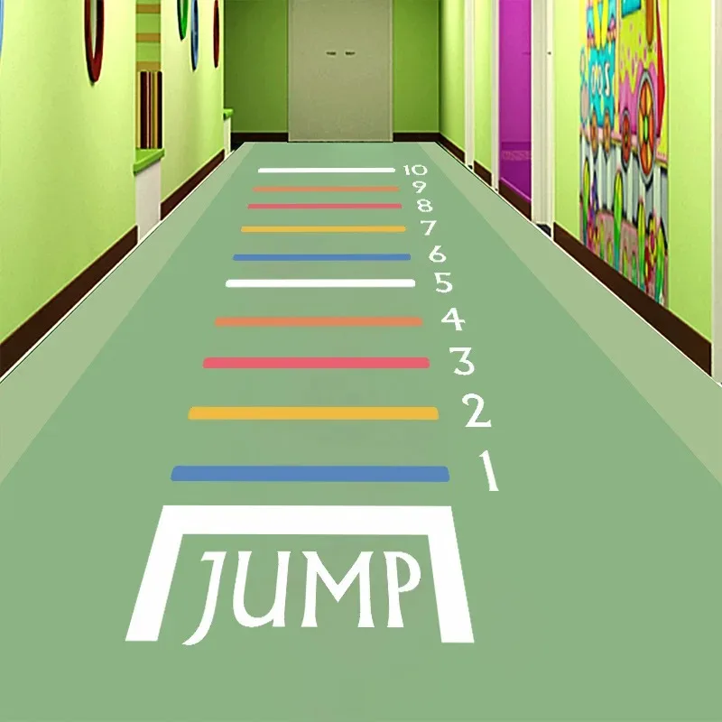 1PC Cartoon Long Jump Stickers Sports Theme Kids Room Decor Self Adhesive Home Decoration Wall Decal Bedroom Mural