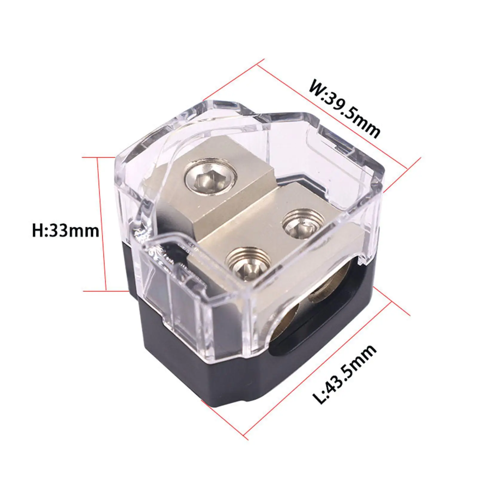 2 Way Amp Power Distribution Block Durable 0 Gauge in 4 Gauge Out Simple Installation Repair Parts Clear Cover Connecting Block