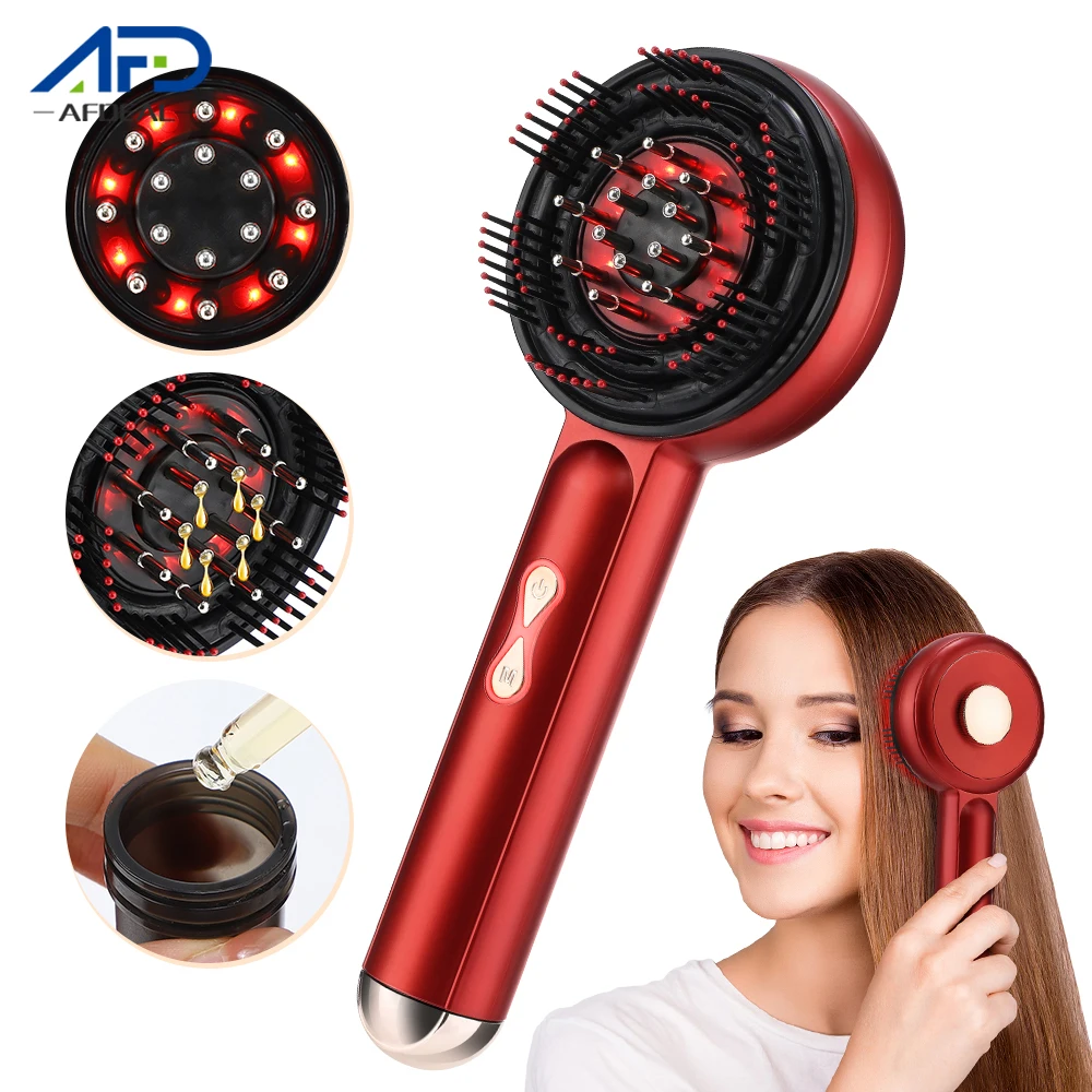 Electric Vibration Massage Comb Red Light Hair Follicle Comb Scalp Oil Liquid Applicator Head Massager Hair Growth Anti Loss