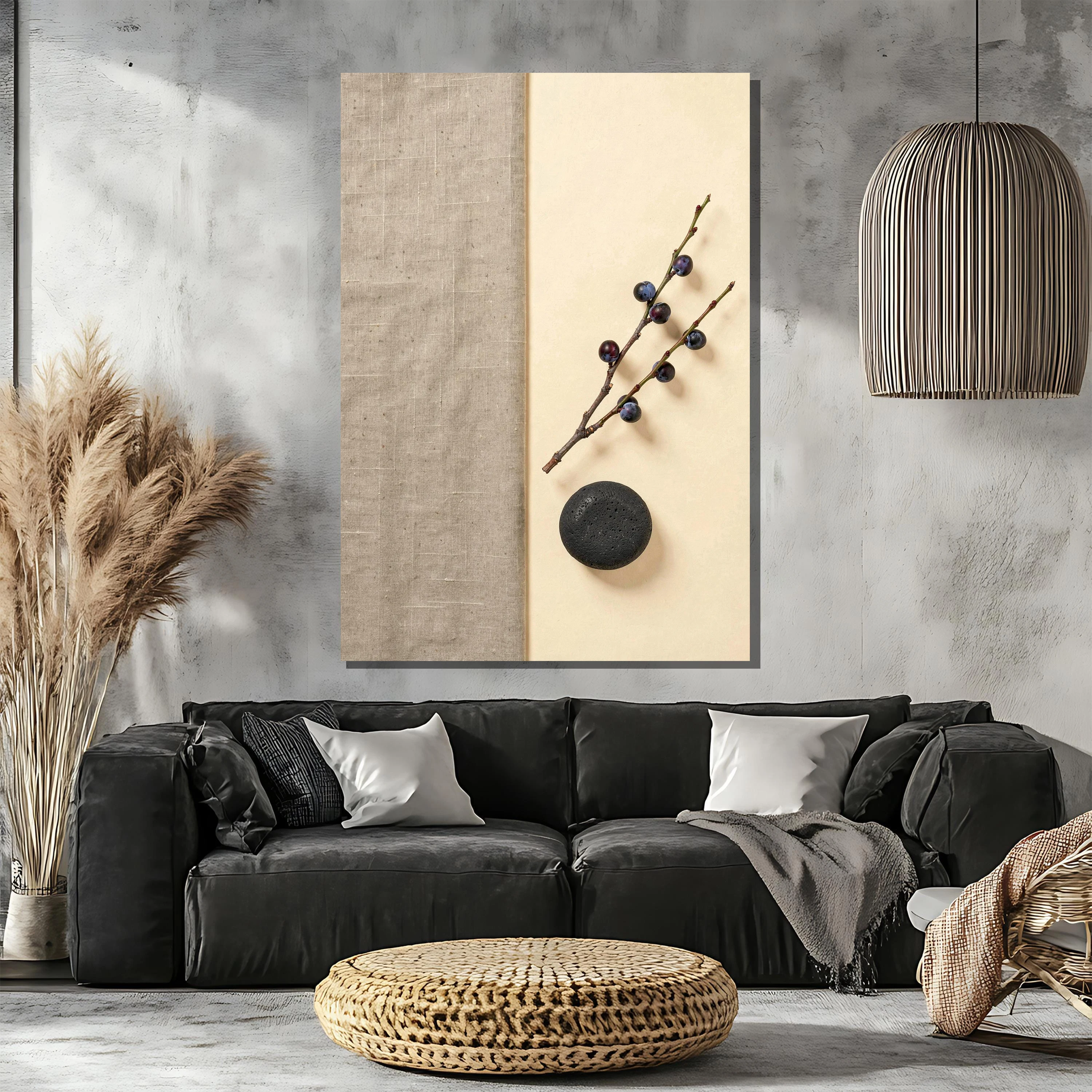 Minimalist Berry Branches and Blackstone Art Prints Decorative Paintings, Modern Home Decor