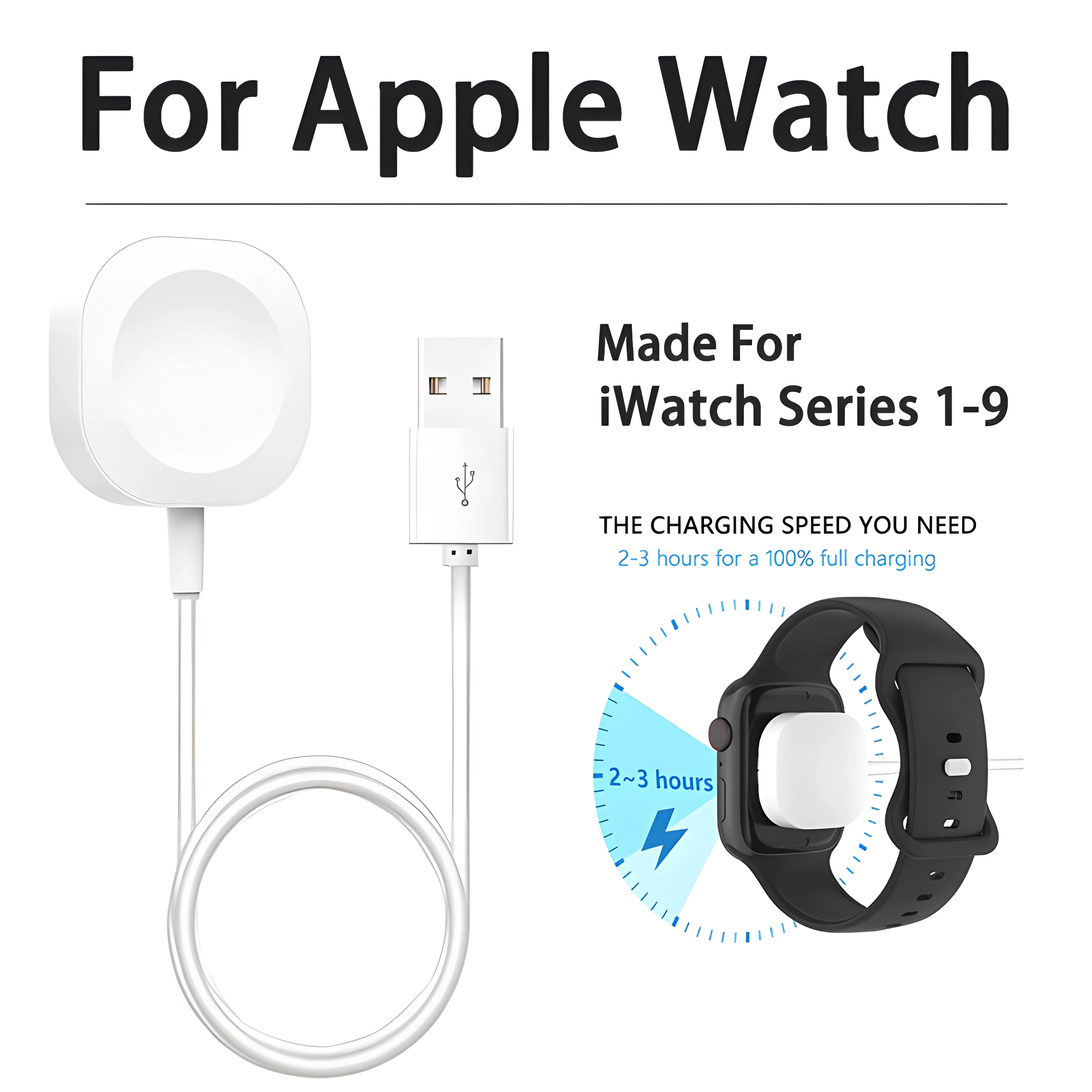 

USB Type C Wireless Magnetic Watch Charger For Apple Watch Series 9 8 7 Portable USB A Fast Charging Cable For iWatch 6 5