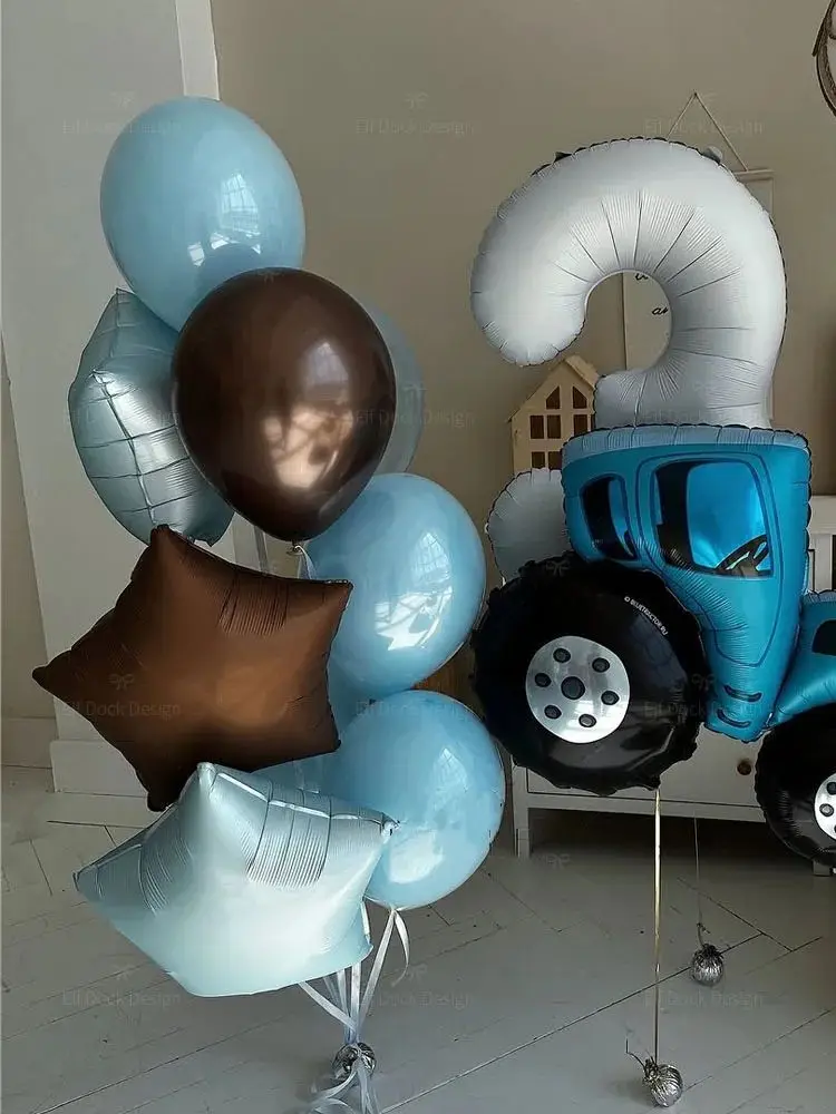 Bauernhof Traktor Ballon Set Blau Digital Folie Ballon Traktor Ballon Jungen Geburtstag Party Dekoration Lieferungen Baby Dusche Geschenke