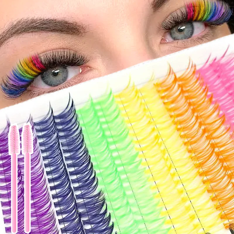120/240/392/600 Stück Künstliche Wimpern für Anfänger DIY Regenbogenfarbene Wimpern für Zuhause - Dramatisches Volumen-Wimpern-Set – Detail 11