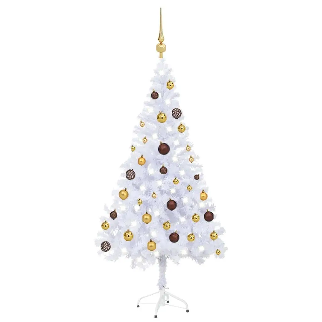 

Christmas Tree with Pre-lit Lights 47.2 inches 230 Branches Ball Ornament Set Artificial Holiday Decor