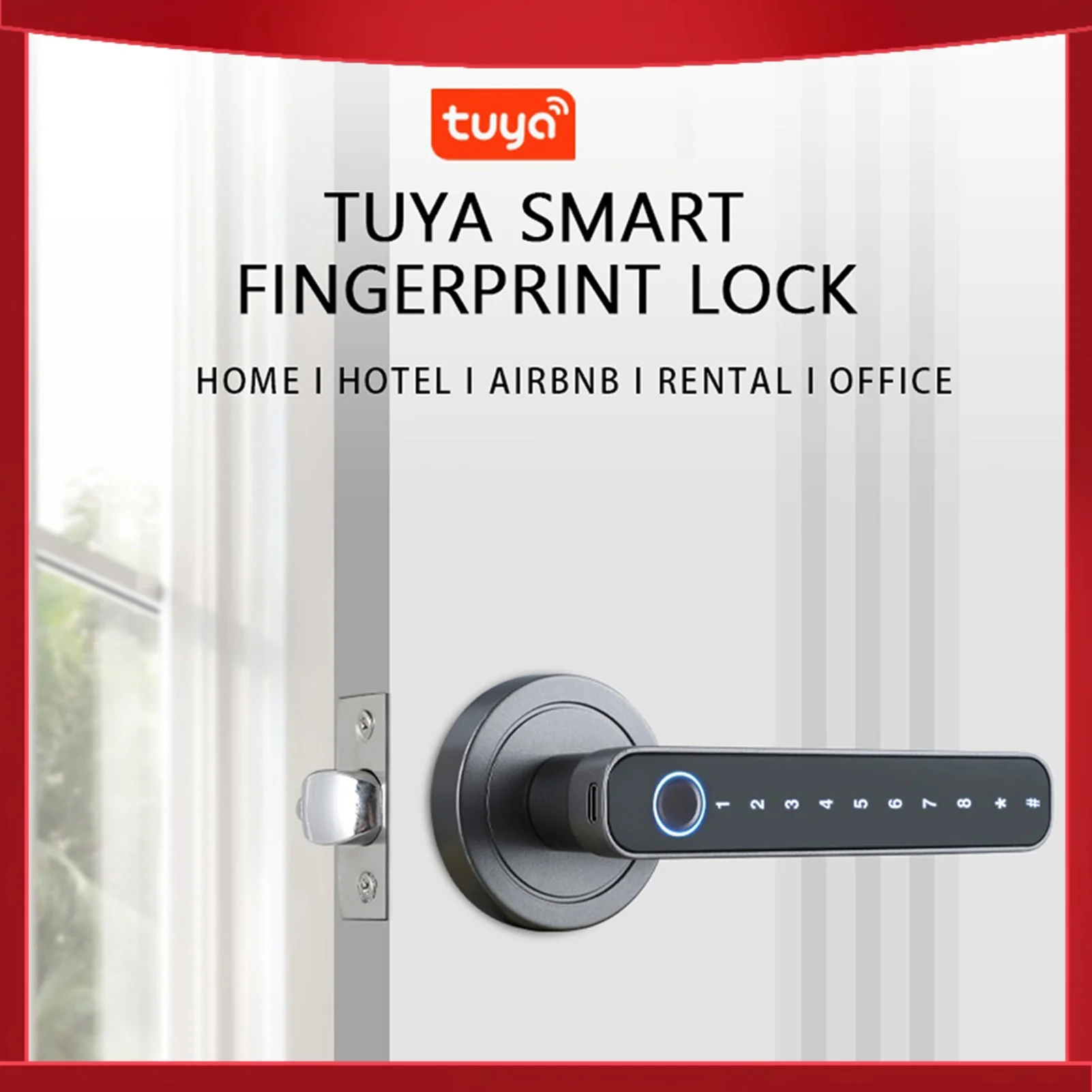 Fingerprint Door Lock 4 Unlocked Ways for Tuya BT Connection APP Password Key Unlocking for Homes Apartments