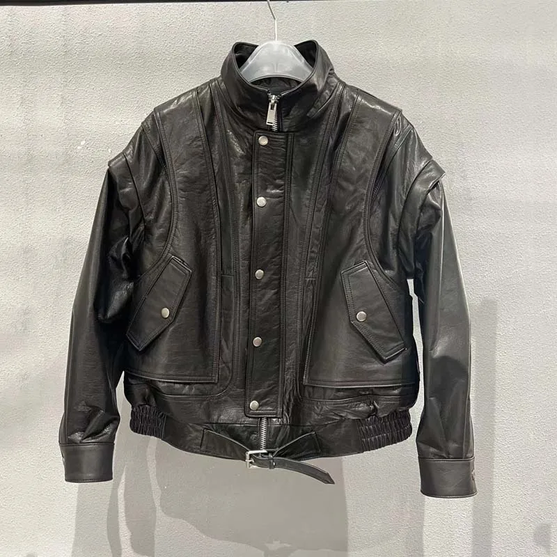 New Arrival Import Genuine Leather Jacket Turn-Down Collar Coat Spring And Autumn 2024 Short Length Single Breasted Outerwear