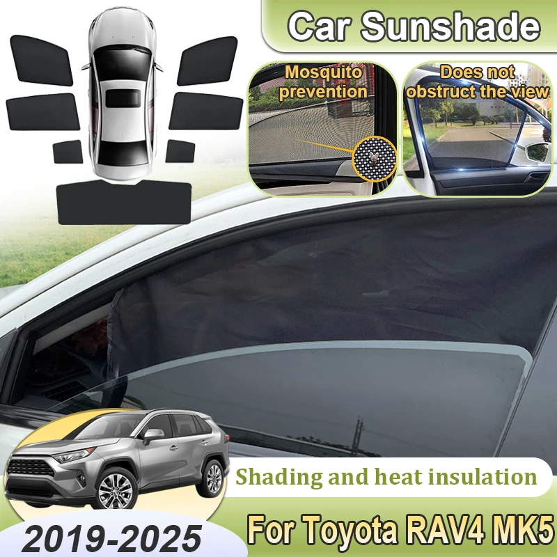 For Toyota RAV4 Body Kit XA50 2019~2025 Accessories Car Mesh Sunshade Sunscreen Window Windshield Magnetic Sun Shade Visor Parts